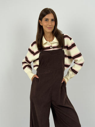 Salopette Lumina in Velluto Marrone