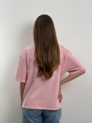 T-shirt con Fiocco di Pizzo Lucy Rosa