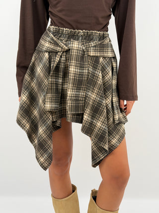 Brown Check Mini Skirt