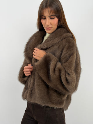 Taupe Ginevra Faux Fur Jacket