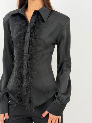 Black Shirt with Feathers