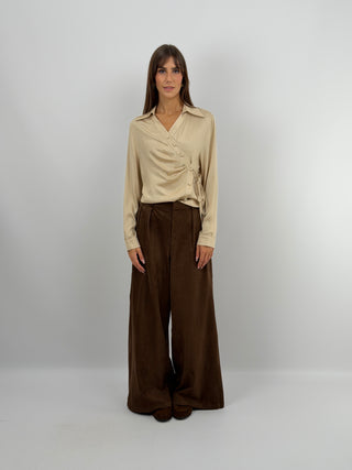 Camicia Incrociata Beige