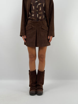 Brown Suede Skirt - Lumina