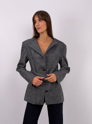 Blazer Grigio con Cintura - Lumina