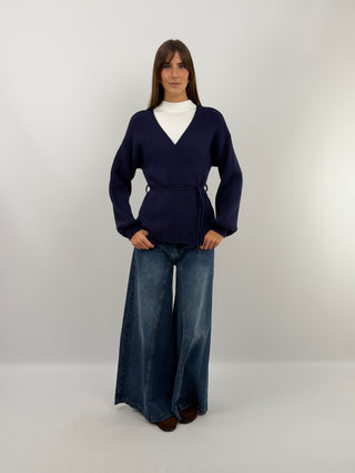 Blue Crossover Cardigan