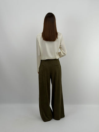 Pantaloni Suede Verde Militare - Lumina
