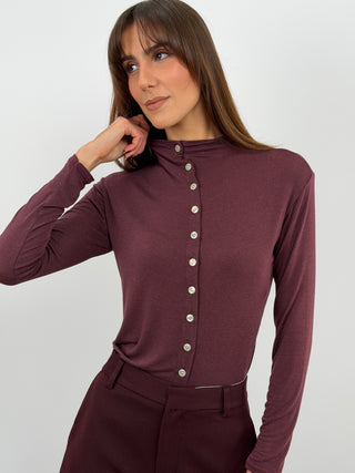 Pull Cachemire Ultralight avec Boutons Bordeaux