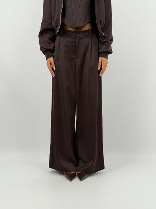 Pantalone Satin Marrone Lumina