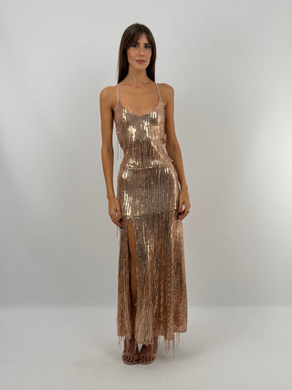 Long Pink Sequin Dress - Lumina