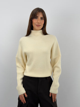 Cream High Neck Pullover