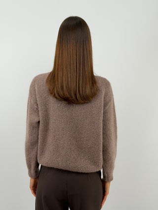 Cardigan Mocha Mousse in Mohair con Alamari