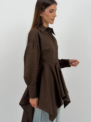 Abito Camicia Asimmetrico Marrone Lumina