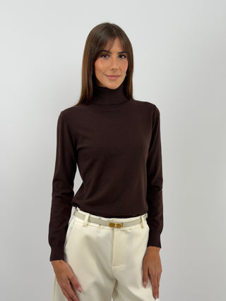 Pull Col Roulé Essential Marron