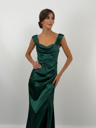 Emerald Green Maxi Dress with Slit