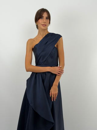 Abito Lungo con Volant Blu