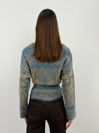 Light Blue Patterned Cardigan