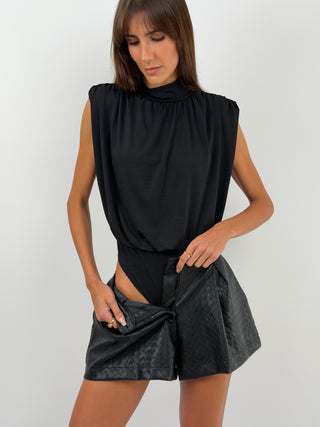 Body con Spalline Nero