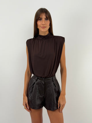 Body con Spalline Marrone