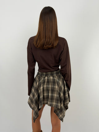 Brown Check Mini Skirt