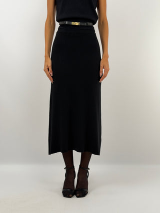 Black Knit Set with Skirt