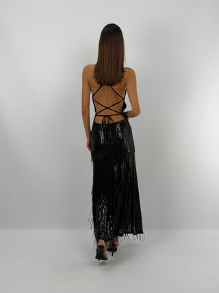 Long Black Sequin Dress - Lumina
