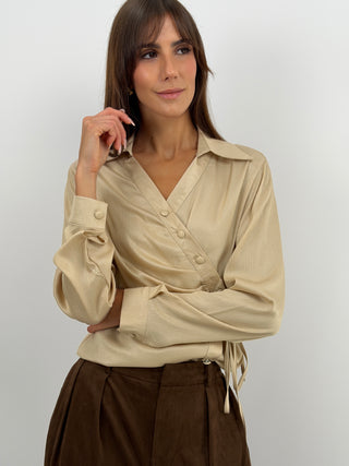 Camicia Incrociata Beige