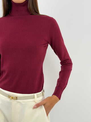 Pull Col Roulé Essential Bordeaux