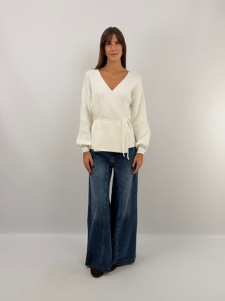 White Crossover Cardigan
