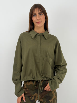 Military Green Collared Sweater