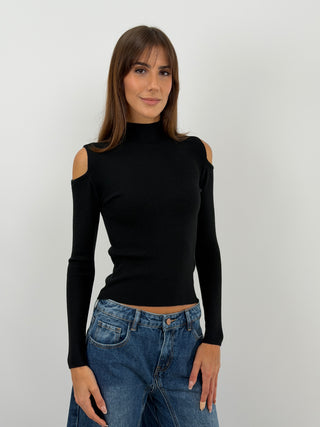 Maglia con Cut Out Nera