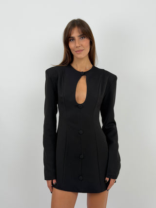 Robe Structurée Noire avec Cut Out