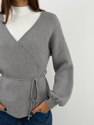Cardigan Croisé Gris