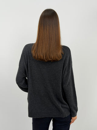 Ensemble Haut et Pull Col V Anthracite