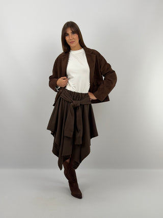 Brown Midi Check Skirt