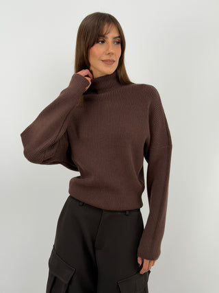 Brown High Neck Pullover