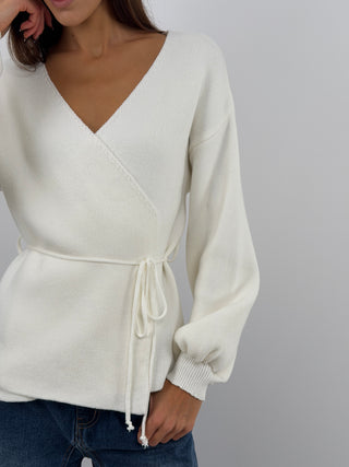 White Crossover Cardigan
