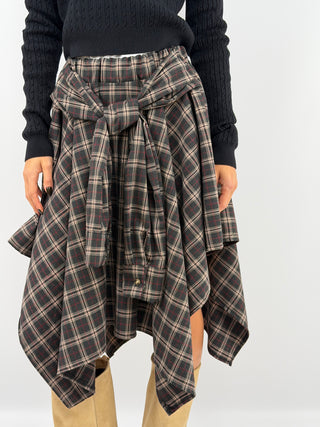 Black Midi Check Skirt