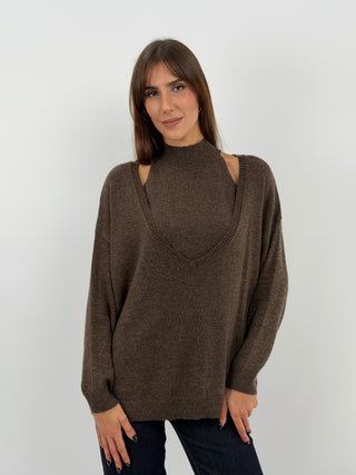 Set Top e Maglia a V Marrone