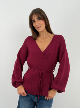 Burgundy Crossover Cardigan