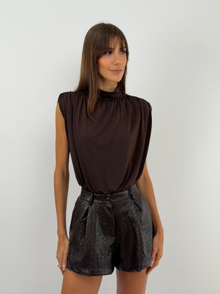Body con Spalline Marrone
