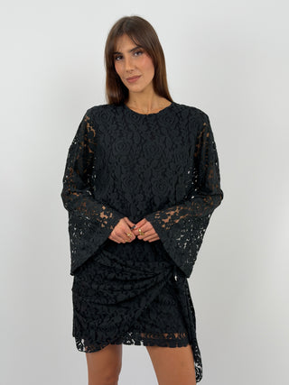 Black Short Lace Dress - Lumina