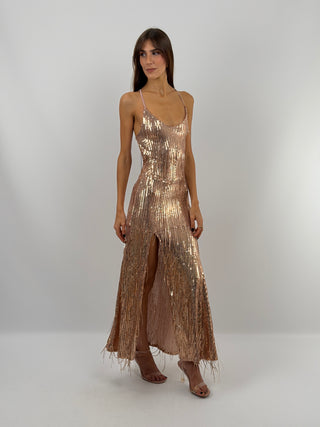 Long Pink Sequin Dress - Lumina