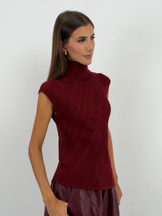 Maglia a Collo Alto Bordeaux