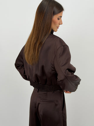 Giacca Bomber Satin Marrone Lumina
