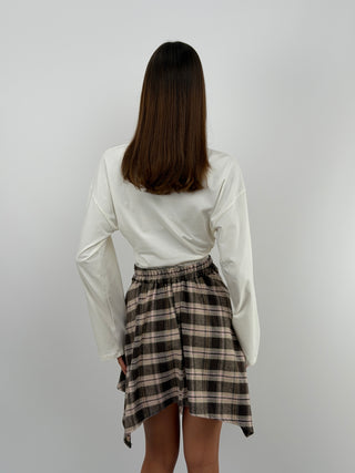 Brown Check Mini Skirt