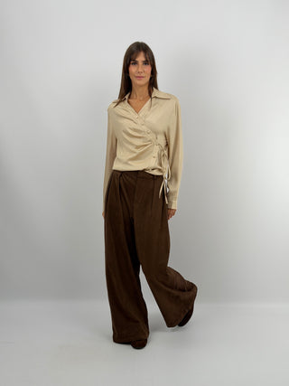 Pantaloni Suede Marroni - Lumina