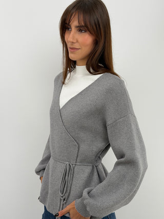 Cardigan Croisé Gris