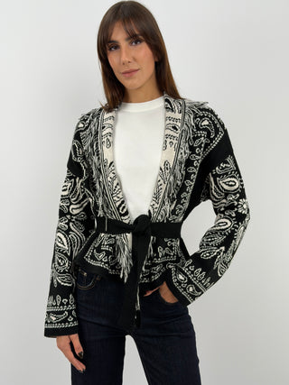 Black Patterned Cardigan
