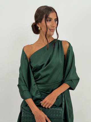 Stola in Satin Verde Smeraldo