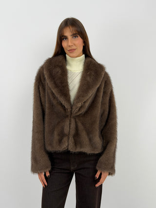 Taupe Ginevra Faux Fur Jacket